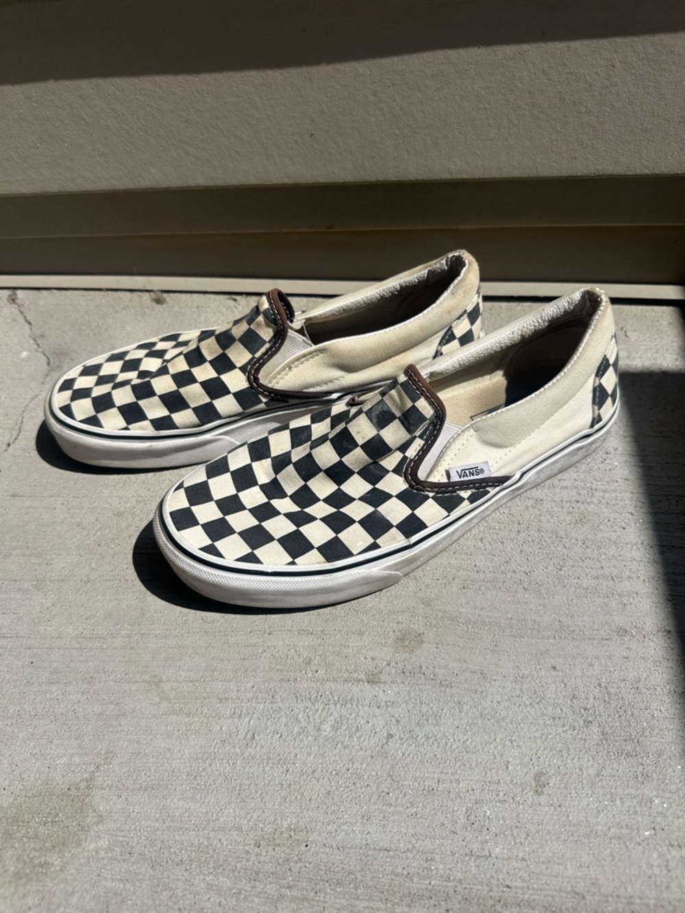 Vans unisex Slip-On Checkerboard Canvas Sneakers - Black & Cream